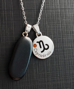 C185 - Colar de Signo Capricório com Pedra Ônix