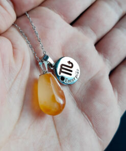 C186 - Colar de Signo Escorpião com Pedra Ágata de Fogo
