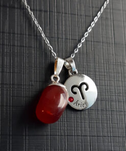 C188 - Colar de Signo Áries com Pedra Cornalina