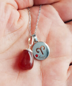 C188 - Colar de Signo Áries com Pedra Cornalina
