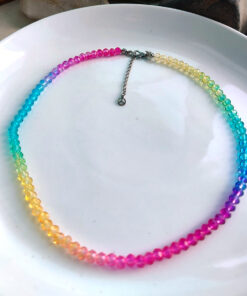 C194 - Colar Chocker do Orgulho LGBT+ com Cristal