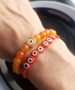 P338 - Pulseira Amuleto Olho Grego Laranja