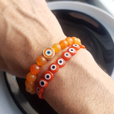 P338 - Pulseira Amuleto Olho Grego Laranja