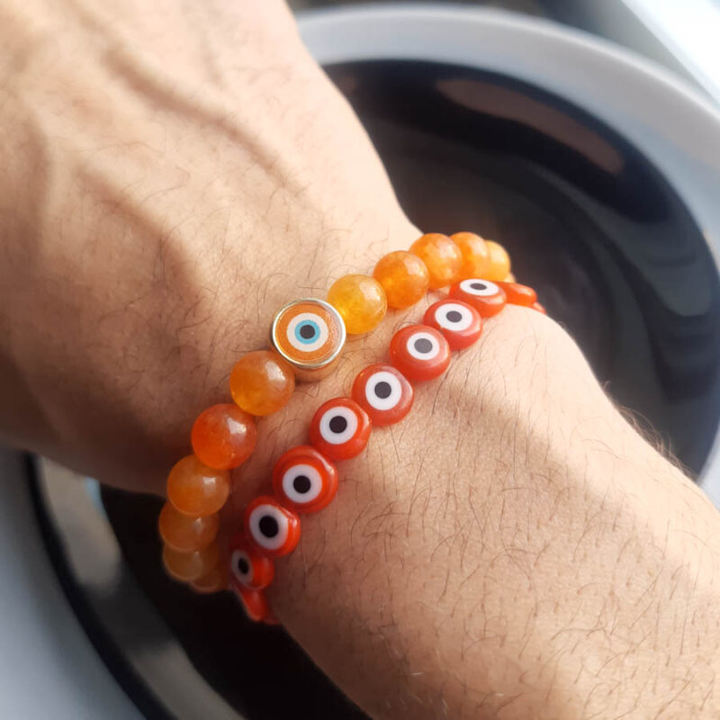 P338 - Pulseira Amuleto Olho Grego Laranja
