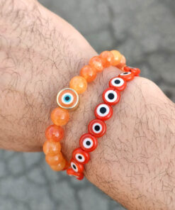 P338 - Pulseira Amuleto Olho Grego Laranja