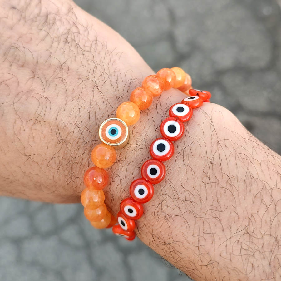 P338 - Pulseira Amuleto Olho Grego Laranja (3) P338 - Pulseira Amuleto Olho Grego Laranja