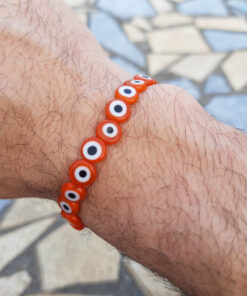 P338 - Pulseira Amuleto Olho Grego Laranja