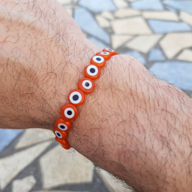P338 - Pulseira Amuleto Olho Grego Laranja