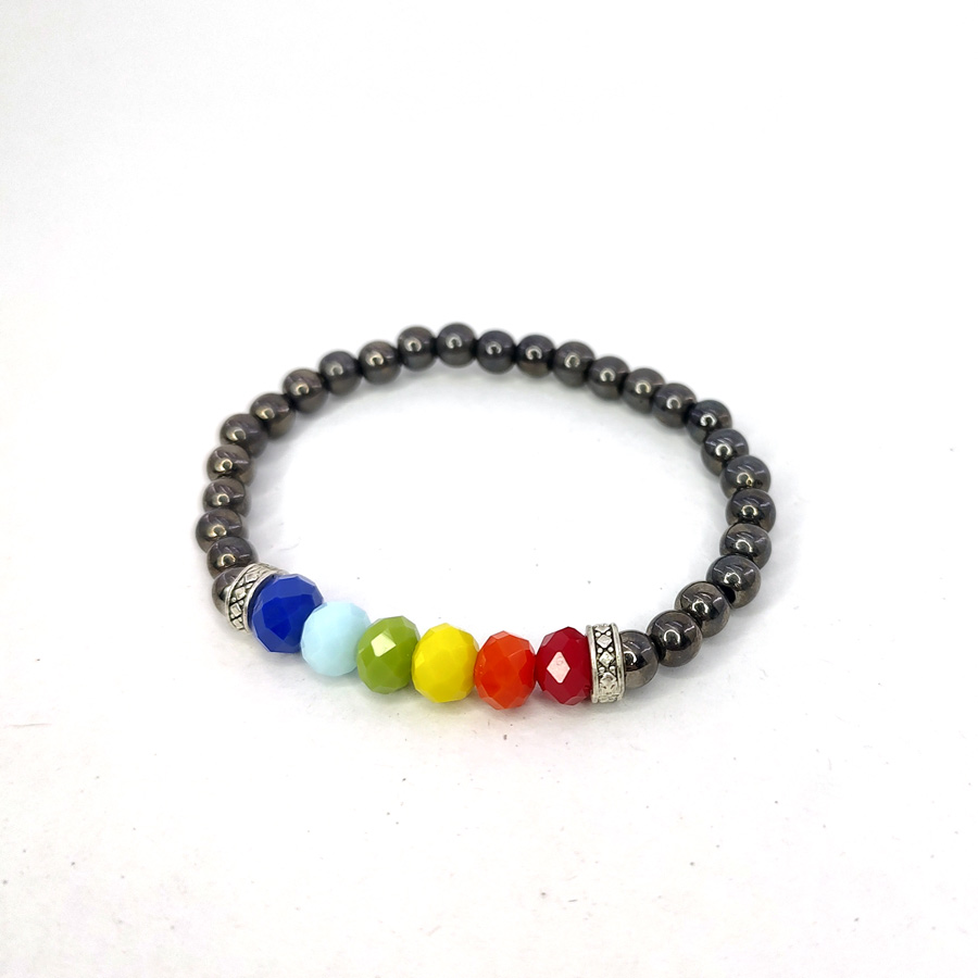 P340 - Pulseira do Orgulho LGBT+ com hematita (4) P340 - Pulseira do Orgulho LGBT+ com hematita
