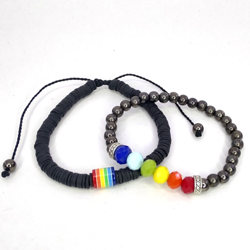 P340 - Pulseira do Orgulho LGBT+ com hematita
