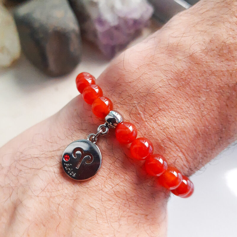 P372 - Pulseira do Signo Áries Pedra Cornalina