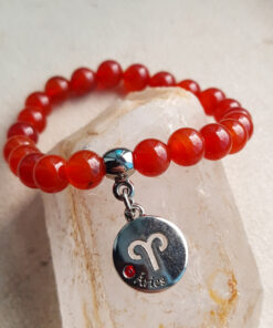 P372 - Pulseira do Signo Áries Pedra Cornalina