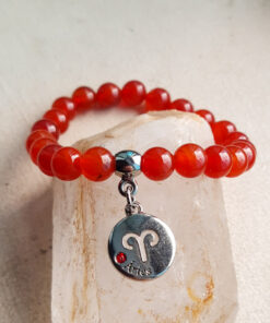 P372 - Pulseira do Signo Áries Pedra Cornalina