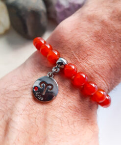P372 - Pulseira do Signo Áries Pedra Cornalina