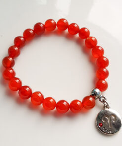 P372 - Pulseira do Signo Áries Pedra Cornalina