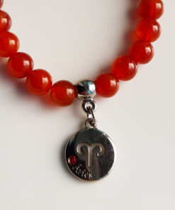 P372 - Pulseira do Signo Áries Pedra Cornalina