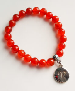 P372 - Pulseira do Signo Áries Pedra Cornalina