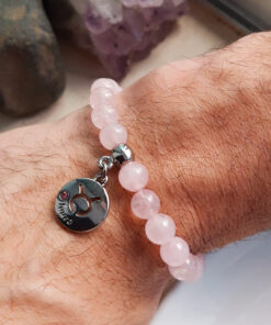 P373 - Pulseira do Signo Touro Pedra Quartzo Rosa