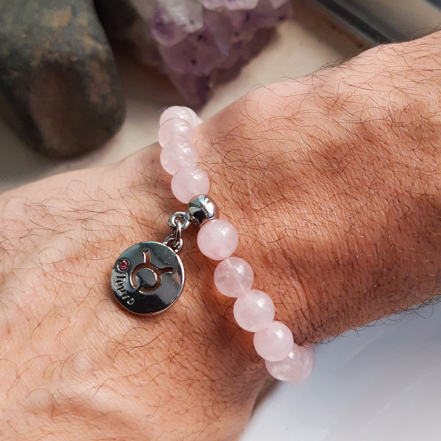 P373 - Pulseira do Signo Touro Pedra Quartzo Rosa (16) P373 - Pulseira do Signo Touro Pedra Quartzo Rosa