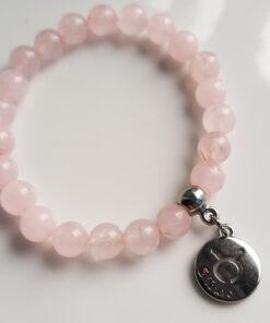 P373 - Pulseira do Signo Touro Pedra Quartzo Rosa