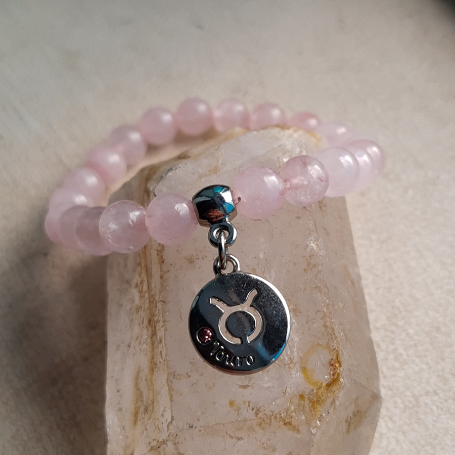 P373 - Pulseira do Signo Touro Pedra Quartzo Rosa (9) P373 - Pulseira do Signo Touro Pedra Quartzo Rosa