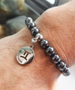 P374 - Pulseira do Signo Gêmeos Pedra Hematita