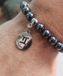 P374 - Pulseira do Signo Gêmeos Pedra Hematita