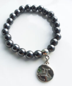 P374 - Pulseira do Signo Gêmeos Pedra Hematita