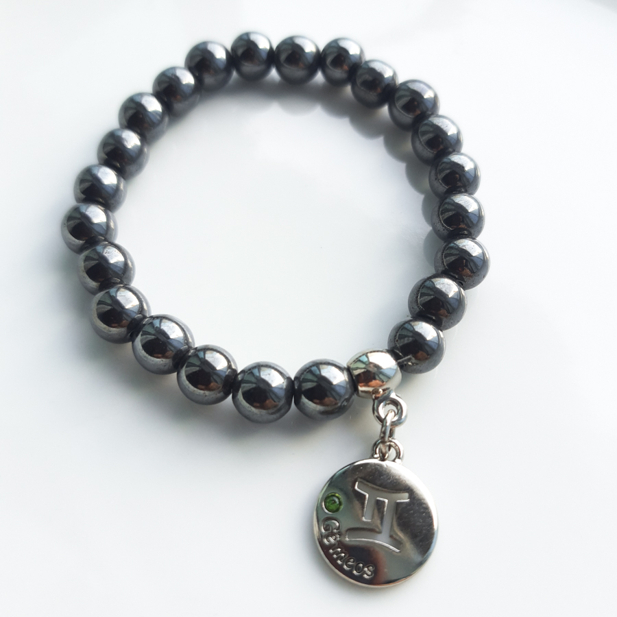 P374 - Pulseira do Signo Gêmeos Pedra Hematita (8) P374 - Pulseira do Signo Gêmeos Pedra Hematita
