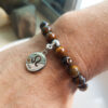 P376 - Pulseira do Signo Leão Pedra Olho de Tigre