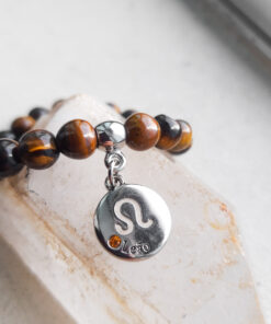 P376 - Pulseira do Signo Leão Pedra Olho de Tigre