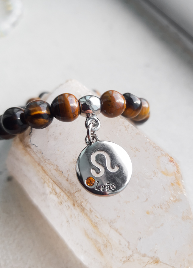 P376 - Pulseira do Signo Leão Pedra Olho de Tigre (4) P376 - Pulseira do Signo Leão Pedra Olho de Tigre