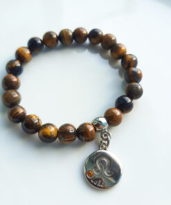P376 - Pulseira do Signo Leão Pedra Olho de Tigre