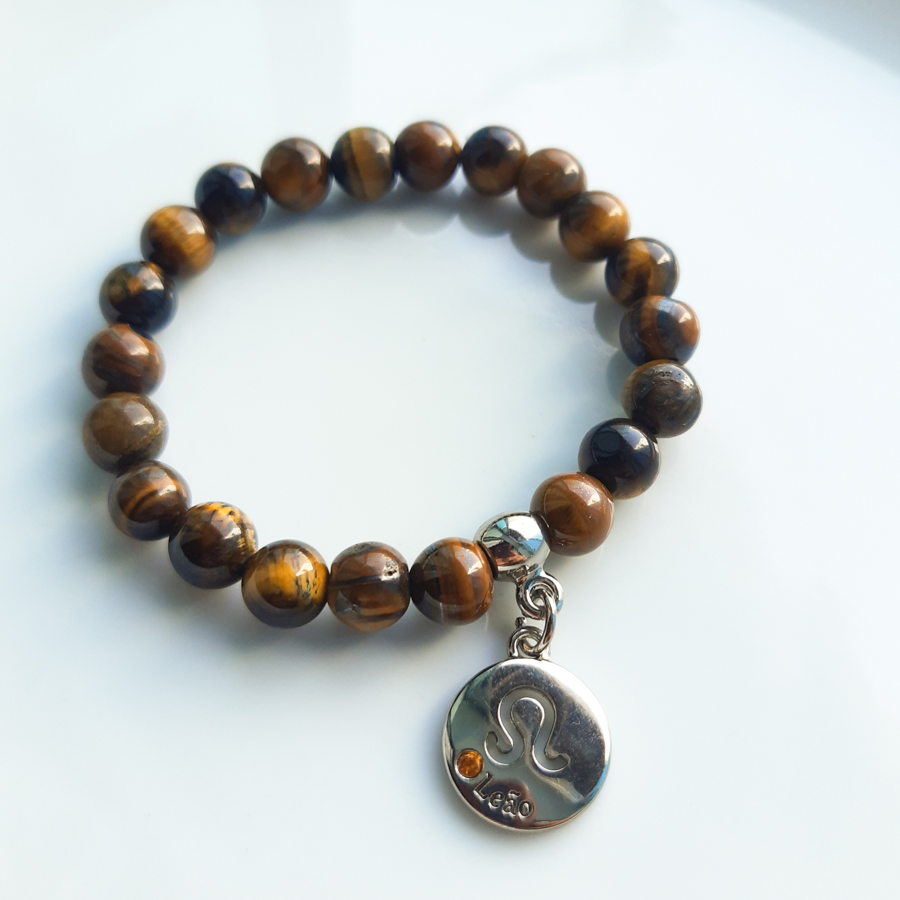 P376 - Pulseira do Signo Leão Pedra Olho de Tigre (8) P376 - Pulseira do Signo Leão Pedra Olho de Tigre