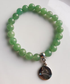 P378 - Pulseira Signo Libra Pedra Quartzo Verde