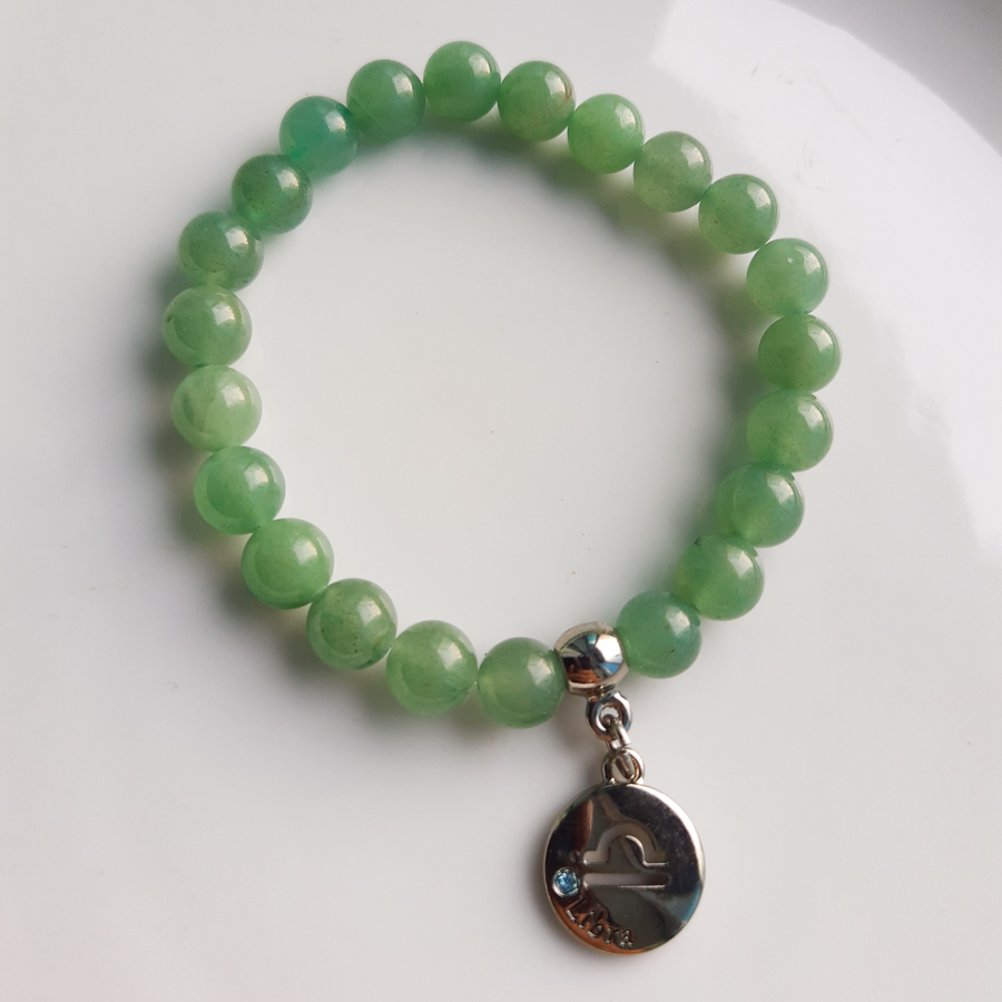 P378 - Pulseira Signo Libra Pedra Quartzo Verde (3) P378 - Pulseira Signo Libra Pedra Quartzo Verde