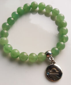 P378 - Pulseira Signo Libra Pedra Quartzo Verde