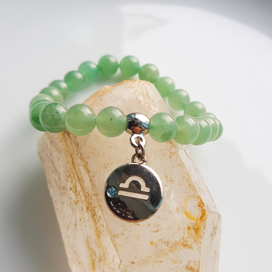 P378 - Pulseira Signo Libra Pedra Quartzo Verde (7) P378 - Pulseira Signo Libra Pedra Quartzo Verde