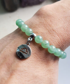 P378 - Pulseira Signo Libra Pedra Quartzo Verde