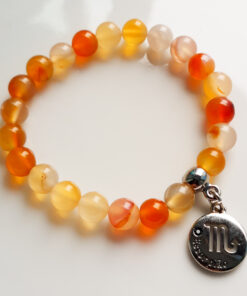 P379 - Pulseira Signo Escorpião Pedra Ágata de Fogo