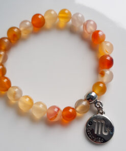 P379 - Pulseira Signo Escorpião Pedra Ágata de Fogo