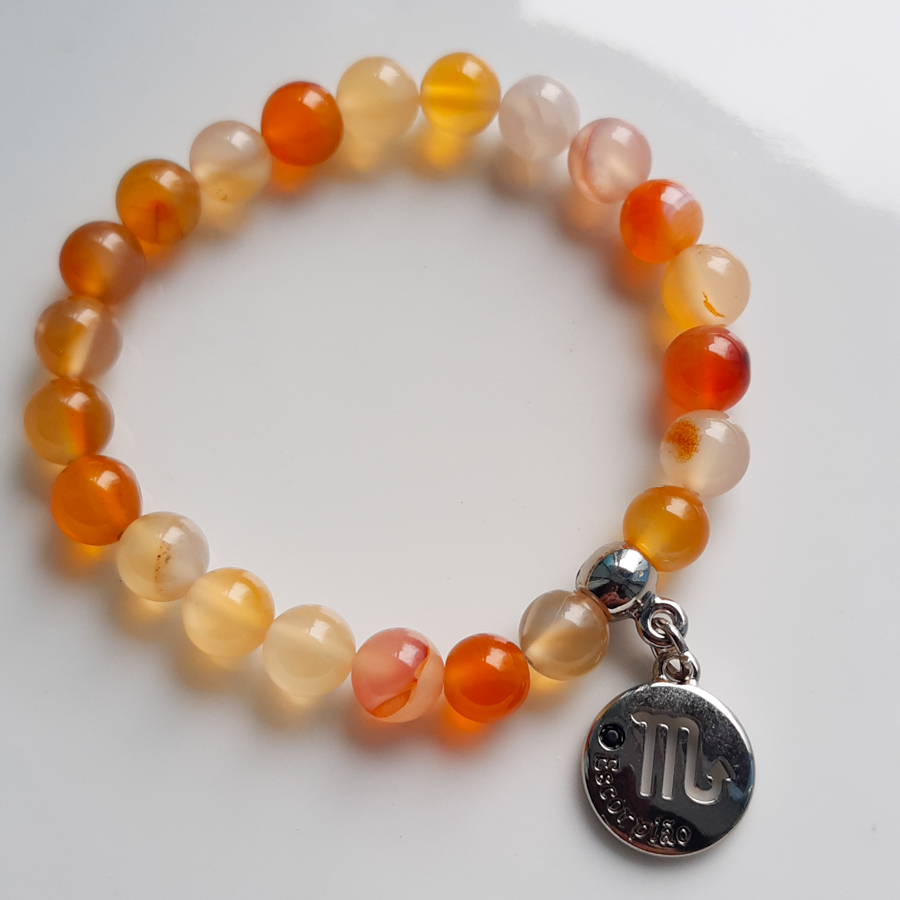 P379 - Pulseira Signo Escorpião Pedra Ágata de Fogo (13) P379 - Pulseira Signo Escorpião Pedra Ágata de Fogo