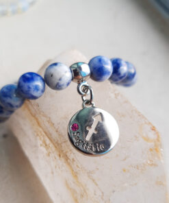 P380 - Pulseira do Signo Sagitário Pedra Sodalita