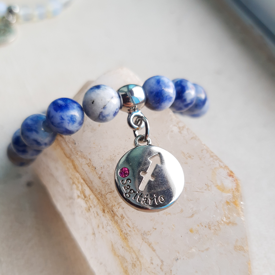 P380 - Pulseira do Signo Sagitário Pedra Sodalita (2) P380 - Pulseira do Signo Sagitário Pedra Sodalita