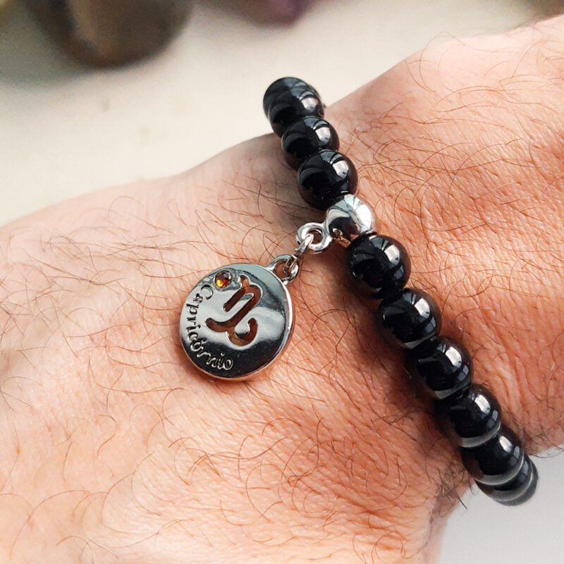 P383 - Pulseira do Signo Capricórnio Pedra Ônix
