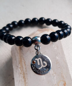 P383 - Pulseira do Signo Capricórnio Pedra Ônix