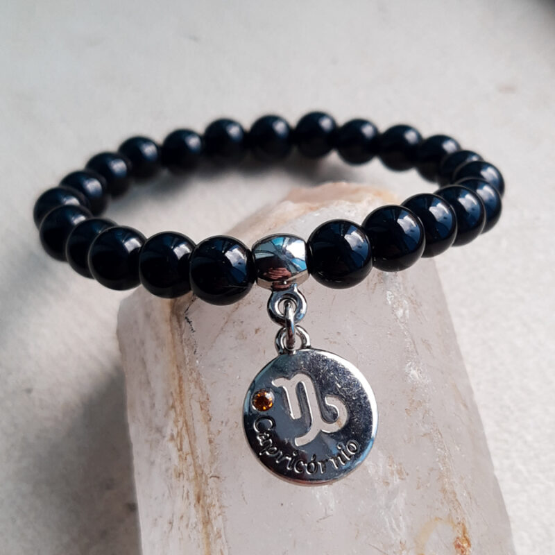 P383 - Pulseira do Signo Capricórnio Pedra Ônix