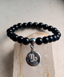 P383 - Pulseira do Signo Capricórnio Pedra Ônix