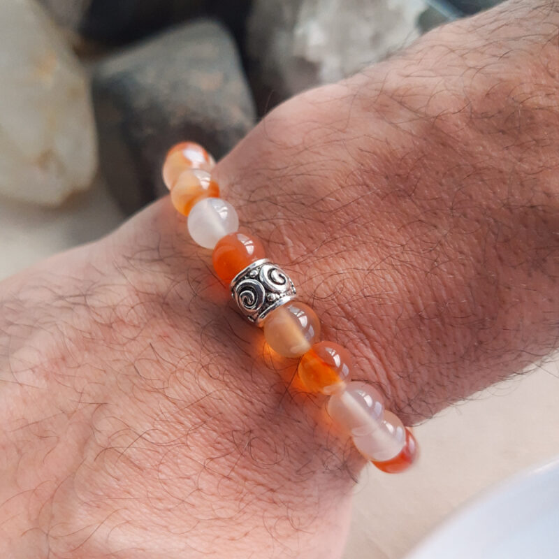 P386 - Pulseira de Pedra Ágata de Fogo