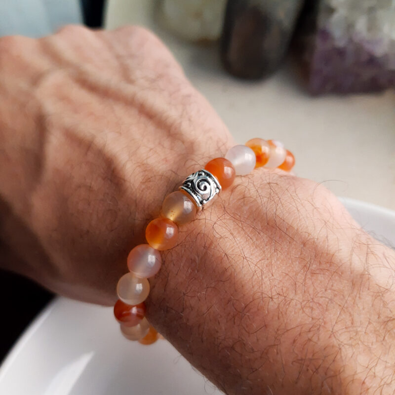 P386 - Pulseira de Pedra Ágata de Fogo